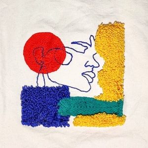 Handmade punch needle canvas tote bag